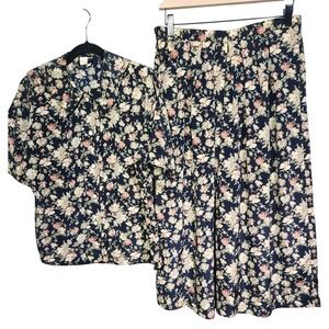 Vintage Notations‎ 2 Piece Shirt + Culottes 10/12 Floral Cottagecore Grannycore